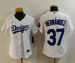 Women's Nike Los Angeles Dodgers #37 Enrique Hernandez White MLB Jersey