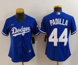 Women's Nike Los Angeles Dodgers #44 Vicente Padilla Blue Authentic Stitched MLB Jersey