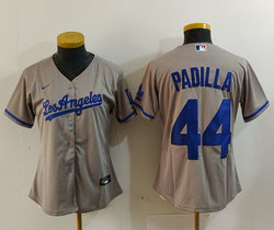 Women's Nike Los Angeles Dodgers #44 Vicente Padilla Gray Angeles Authentic Stitched MLB Jersey