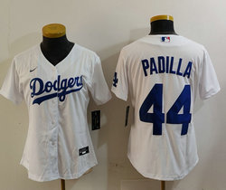 Women's Nike Los Angeles Dodgers #44 Vicente Padilla White Game Authentic Stitched MLB Jersey