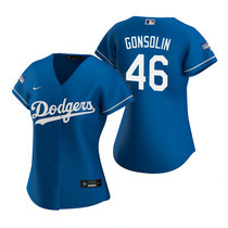 Women's Nike Los Angeles Dodgers #46 Tony Gonsolin Blue 2020 World Series Champions Jersey