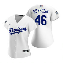 Women's Nike Los Angeles Dodgers #46 Tony Gonsolin White 2020 World Series Game Authentic Stitched MLB Jersey