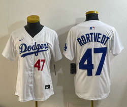 Women's Nike Los Angeles Dodgers #47 Ben Rortvedt White 47 front MLB Jersey