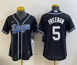 Women's Nike Los Angeles Dodgers #5 Freddie Freeman Black Stitched MLB jersey