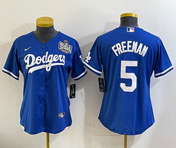 Women's Nike Los Angeles Dodgers #5 Freddie Freeman Blue 2024 World Series Baseball Jersey