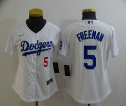 Women's Nike Los Angeles Dodgers #5 Freddie Freeman White Authentic Stitched MLB Jersey