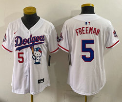 Women's Nike Los Angeles Dodgers #5 Freddie Freeman White Hello Kitty Jersey