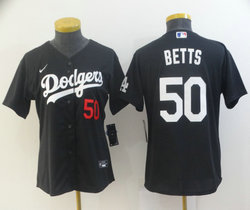 Women's Nike Los Angeles Dodgers #50 Mookie Betts Black Game Authentic Stitched MLB Jersey