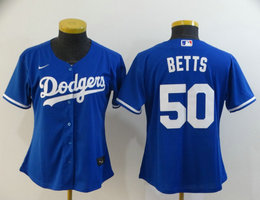 Women's Nike Los Angeles Dodgers #50 Mookie Betts Blue Game Authentic Stitched MLB Jersey
