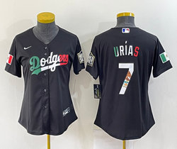 Women's Nike Los Angeles Dodgers #7 Julio Urias Black Mexico Throwback Game Authentic Stitched MLB Jersey