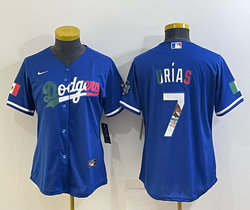 Women's Nike Los Angeles Dodgers #7 Julio Urias Blue Mexico Authentic Stitched MLB Jersey