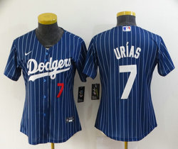 Women's Nike Los Angeles Dodgers #7 Julio Urias Blue White stripe Authentic Stitched MLB jersey