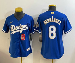 Women's Nike Los Angeles Dodgers #8 Enrique Hernández Blue 2026 Gold Stadium Baseball Jersey