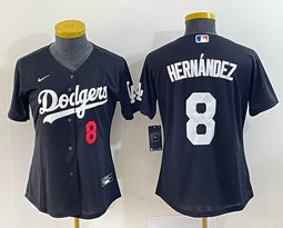 Women's Nike Los Angeles Dodgers #8 Enrique Hernandez Black Authentic Stitched MLB Jersey