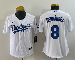 Women's Nike Los Angeles Dodgers #8 Enrique Hernandez White Authentic Stitched MLB Jersey