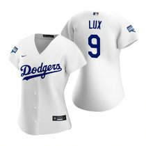 Women's Nike Los Angeles Dodgers #9 Gavin Lux White 2020 World Series Champions Jersey