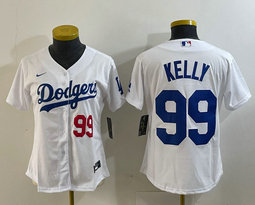 Women's Nike Los Angeles Dodgers #99 Joe Kelly White #99 in front Authentic Stitched MLB Jersey
