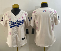 Women's Nike Los Angeles Dodgers Blank White 2025 Tokyo Series Stitched MLB Jersey