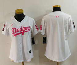 Women's Nike Los Angeles Dodgers Blank White Pink Joint Authentic Stitched MLB Jersey