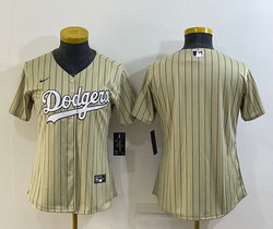 Women's Nike Los Angeles Dodgers Cream Black stripe Throwback Authentic Stitched MLB jersey