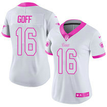 Women's Nike Los Angeles Rams #16 Jared Goff Limited White Pink Rush Fashion NFL Jersey