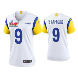 Women's Nike Los Angeles Rams #9 Matthew Stafford White 2022 Super Bowl LVI Patch Vapor Untouchable Authentic Stitched NFL Jerseys