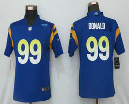 Women's Nike Los Angeles Rams #99 Aaron Donald 2020 Royal Vapor Untouchable Limited Authentic Stitched NFL Jerseys
