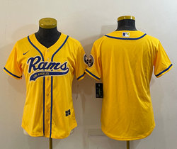 Women's Nike Los Angeles Rams Gold Joint Big Logo Authentic Stitched baseball jersey