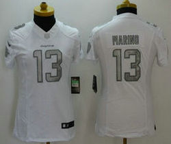 Women's Nike Miami Dolphins #13 Dan Marino White Platinum Authentic stitched NFL jersey
