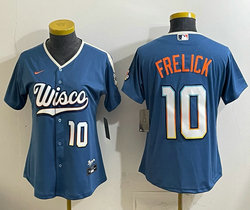 Women's Nike Milwaukee Brewers #10 Sal Frelick Mineral Blue 2026 City Stadium Jersey