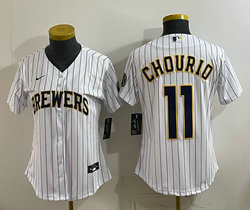 Women's Nike Milwaukee Brewers #11 Jackson Chourio White Baseball Jersey