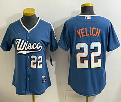 Women's Nike Milwaukee Brewers #22 Christian Yelich Mineral Blue 2026 City Stadium Jersey