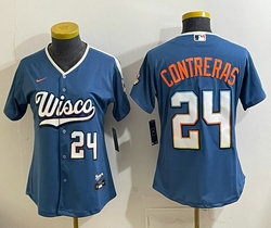 Women's Nike Milwaukee Brewers #24 William Contreras Mineral Blue 2026 City Stadium Jersey