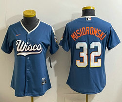 Women's Nike Milwaukee Brewers #32 Jacob Misiorowski Mineral Blue 2026 City Stadium Jersey