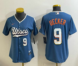 Women's Nike Milwaukee Brewers #9 Bob Uecker Mineral Blue 2026 City Stadium Jersey