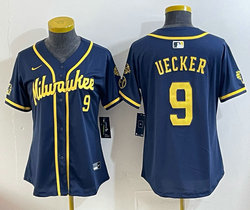 Women's Nike Milwaukee Brewers #9 Bob Uecker Navy Jersey