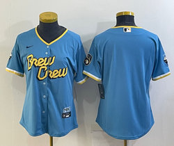 Women's Nike Milwaukee Brewers Blank Blue 2023 City Authentic Stitched MLB Jersey