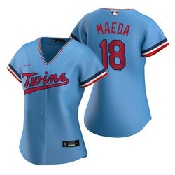Women's Nike Minnesota Twins #18 Kenta Maeda Light Blue Game Authentic Stitched MLB jersey