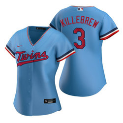 Women's Nike Minnesota Twins #3 Harmon Killebrew Light Blue Game Authentic Stitched MLB jersey