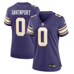 Women's Nike Minnesota Vikings #0 Marcus Davenport Purple Throwback Vapor Untouchable Authentic Stitched NFL Jersey