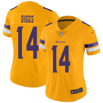 Women's Nike Minnesota Vikings #14 Stefon Diggs Gold Inverted Legend Vapor Untouchable Authentic Stitched NFL jersey