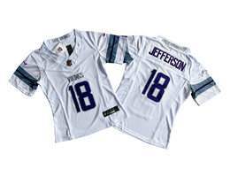Women's Nike Minnesota Vikings #18 Justin Jefferson White Throwback F.U.S.E. Authentic Stitched NFL Jersey