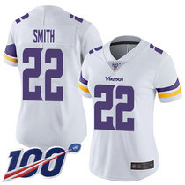 Women's Nike Minnesota Vikings #22 Harrison Smith With NFL 100th Season Patch Gold White Vapor Untouchable Authentic stitched NFL jersey