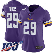 Women's Nike Minnesota Vikings #29 Xavier Rhodes With NFL 100th Season Patch Purple Vapor Untouchable Limited Authentic Stitched NFL Jersey