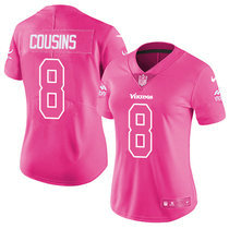 Women's Nike Minnesota Vikings #8 Kirk Cousins Limited Pink Rush Fashion Authentic Stitched NFL Jersey
