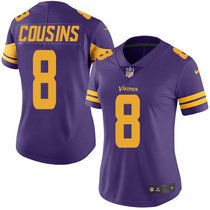 Women's Nike Minnesota Vikings #8 Kirk Cousins Purple Rush Stitched NFL Jersey