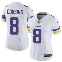 Women's Nike Minnesota Vikings #8 Kirk Cousins White Vapor Untouchable Authentic Stitched NFL Jersey