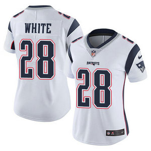 Women's Nike New England Patriots #28 James White White Authentic Stitched NFL Jersey