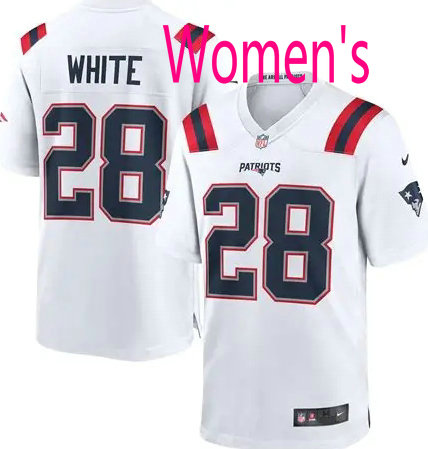 Women's Nike New England Patriots #28 James White White Authentic Stitched NFL Jersey