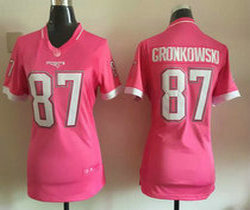 Women's Nike New England Patriots #87Rob Gronkowski Pink Bubble Gum Authentic stitched NFL jersey